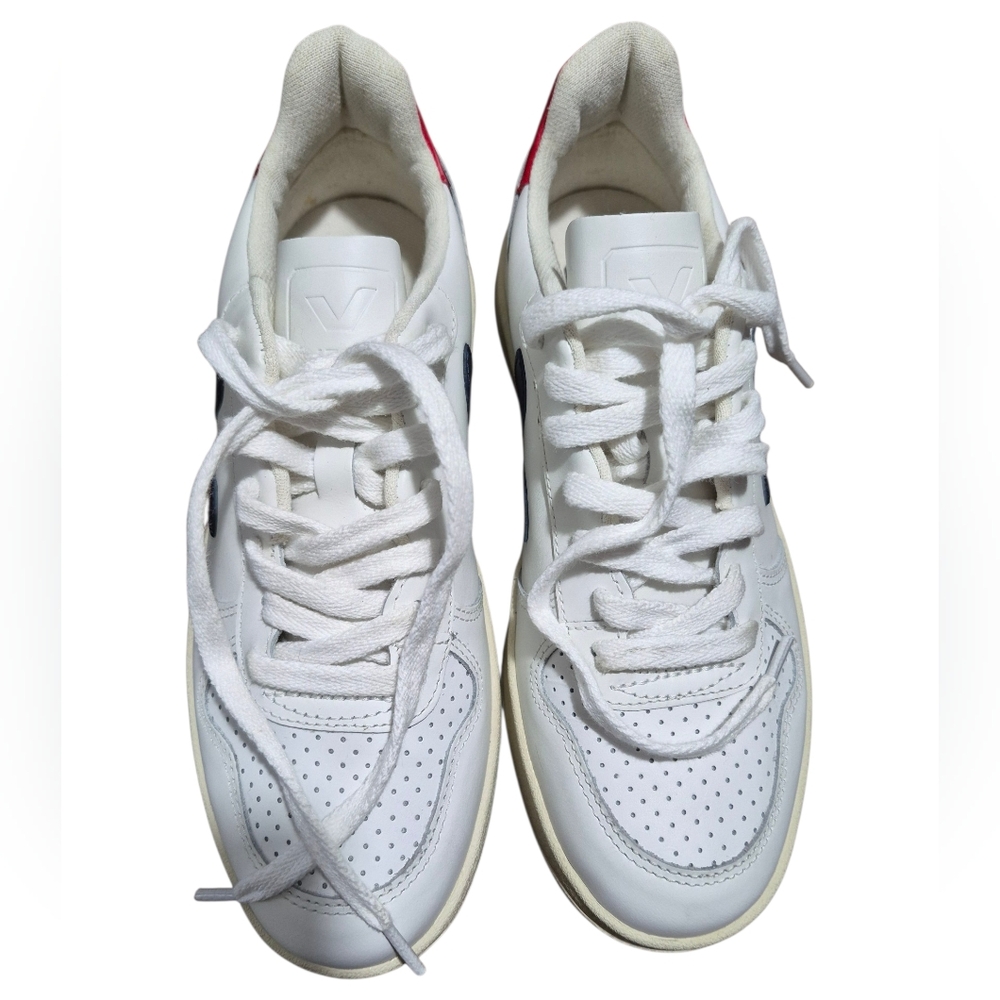 Veja White Leather Sneakers with Off-White Accents